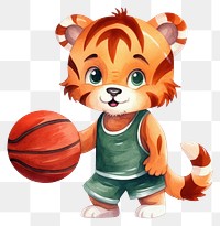 PNG Tiger play basketball cartoon sports cute. 