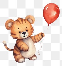 PNG Tiger play basketball balloon cartoon cute. 