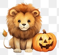 PNG Lion wearing pumpkin cloth animal mammal cute. 