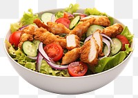 PNG Fried chicken salad plate food meal. AI generated Image by rawpixel.