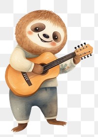 PNG Two sloths guitar toy anthropomorphic. AI generated Image by rawpixel.