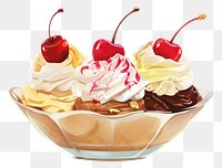 PNG Banana Split Ice Cream cream dessert sundae. AI generated Image by rawpixel.