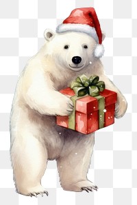 PNG Polar bear carry a gift box animal christmas mammal. AI generated Image by rawpixel.
