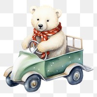 PNG Polar bear drive cart carry christmas tree mammal animal plant. AI generated Image by rawpixel.
