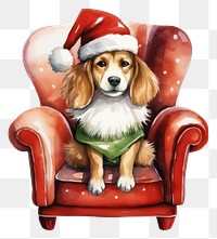 PNG Rabbit wear christmas hat animal chair furniture. AI generated Image by rawpixel.