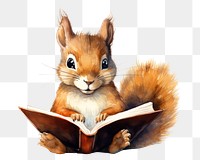 PNG Squirrel reading a book animal rodent mammal. 