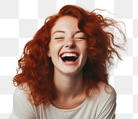 PNG Chubby red hair woman laughing smile adult.