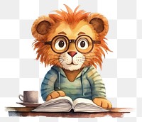 PNG Lion sitting publication portrait glasses. 