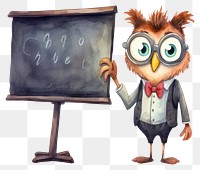 PNG Owl teacher blackboard cartoon  