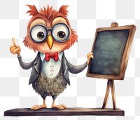 PNG Owl teacher blackboard cartoon animal. 