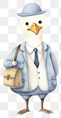 PNG Goose wearing suit cartoon animal bird. 