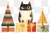 PNG Lively cat character animal christmas sketch. AI generated Image by rawpixel.