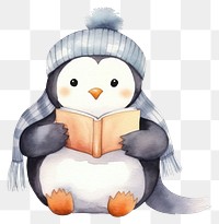 PNG Penguin read a book penguin snowman cartoon. 