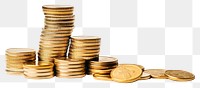 PNG  Gold coins money white background investment. AI generated Image by rawpixel.