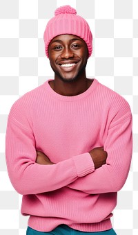 PNG Colorful sweater beanie smile pink. 