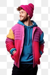 PNG Colorful sweater sweatshirt beanie coat. AI generated Image by rawpixel.