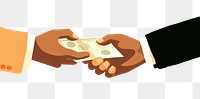 PNG Business people exchanging money hand handshake investment. 