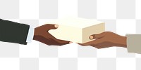 PNG Hand giving a box handshake agreement cardboard. 