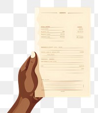 PNG Hand holding menu document text handwriting. 