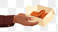 PNG Hand holding takeaway food box croquette cardboard. 