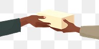 PNG Hand giving a box togetherness agreement handshake. 