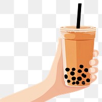 PNG Hand holding milk tea bubble drink refreshment disposable. 