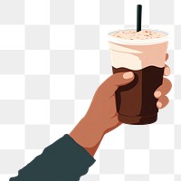 PNG Hand holding coffee drink milk cup. AI generated Image by rawpixel.
