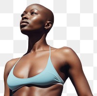 PNG Black bald woman swimwear adult sky. AI generated Image by rawpixel.