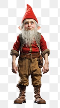 PNG Elf dwarf wearing red hat costume white background portrait. AI generated Image by rawpixel.