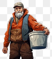 PNG Fisherman drawing bucket adult. AI generated Image by rawpixel.