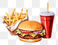 PNG Burger food white background refreshment. 