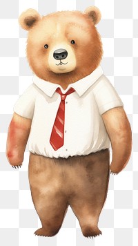 PNG Bear wearing necktie toy white background representation. AI generated Image by rawpixel.