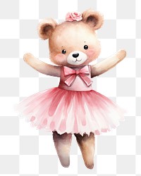 PNG Bear wearing pink ballet tutu dancing doll toy. 