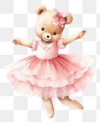 PNG Bear wearing pink ballet tutu dancing doll toy. 