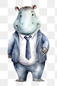 PNG Business hippo animal mammal white background. AI generated Image by rawpixel.