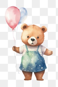 PNG Bear wearing apron balloon cute toy. 