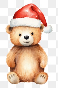 PNG Bear wearing christmas hat portrait cute toy. 