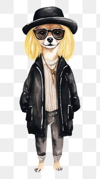 PNG Dog fashionistas cartoon jacket adult. AI generated Image by rawpixel.