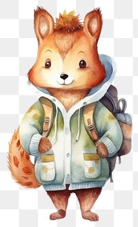 PNG Squirrel wearing autumn clothes jacket white background representation. 