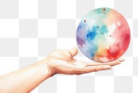 PNG Watercolor juggle ball white background creativity astronomy. 