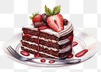 PNG  Strawberry cake fork dessert. AI generated Image by rawpixel.