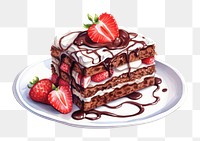 PNG  Strawberry cake chocolate dessert. AI generated Image by rawpixel.