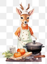 PNG Deer cooking figurine cartoon food. AI generated Image by rawpixel.