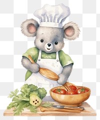 PNG Koala cooking cartoon food cute. AI generated Image by rawpixel.