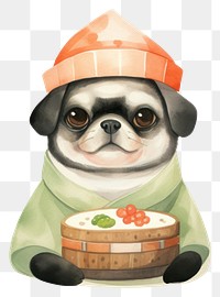 PNG Pug wearing sushi costume cartoon animal mammal. 