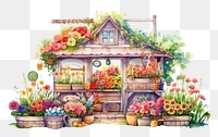 PNG  Flower farm architecture building outdoors. AI generated Image by rawpixel.