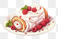 PNG  Roll cake berry raspberry dessert. AI generated Image by rawpixel.