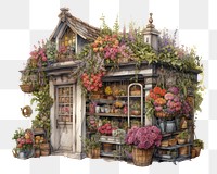 PNG  Flowers shop architecture building outdoors. AI generated Image by rawpixel.