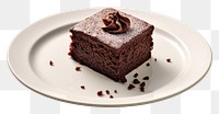 PNG Choccolate brownie cake plate chocolate dessert. AI generated Image by rawpixel.