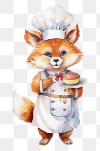 PNG Fox chef characters food cute white background. AI generated Image by rawpixel.